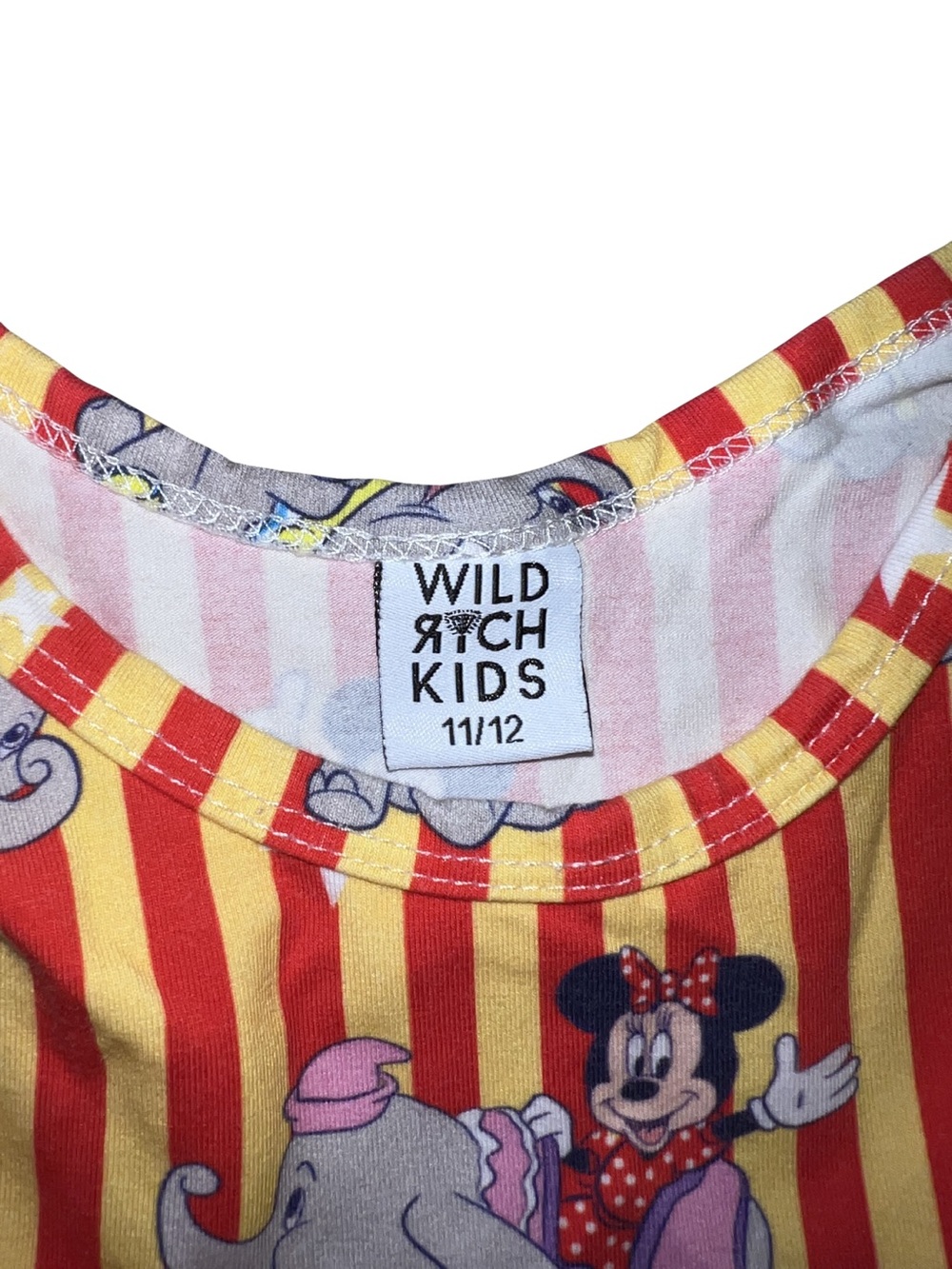 Wild Rich Kids Dumbo Striped Red Yellow Girls Romper with Bow Headband - Picture 5 of 6